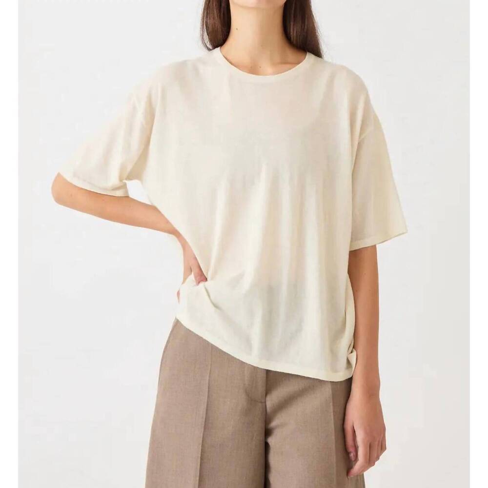 NEW DEMYLEE NEW YORK hazel superfine cashmere top in ivory